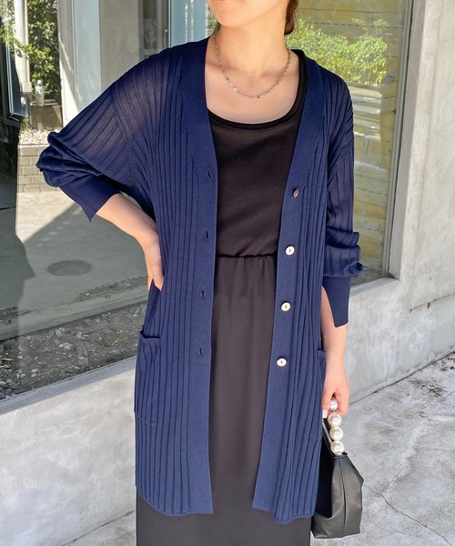 カーディガン シアーリブロングカーデ COLLAGE