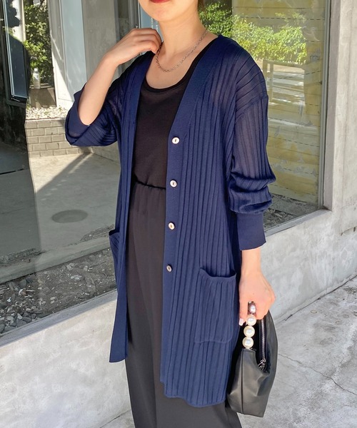 カーディガン シアーリブロングカーデ COLLAGE