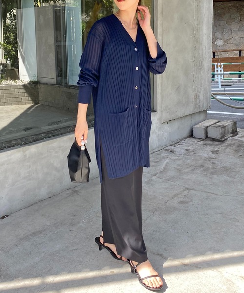 カーディガン シアーリブロングカーデ COLLAGE