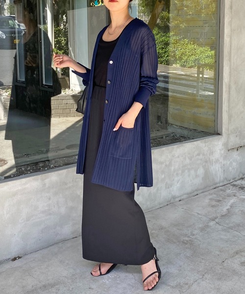 カーディガン シアーリブロングカーデ COLLAGE