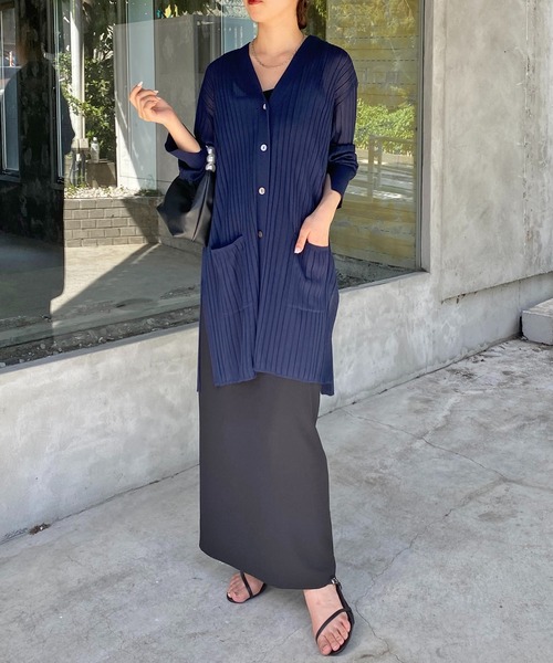 カーディガン シアーリブロングカーデ COLLAGE