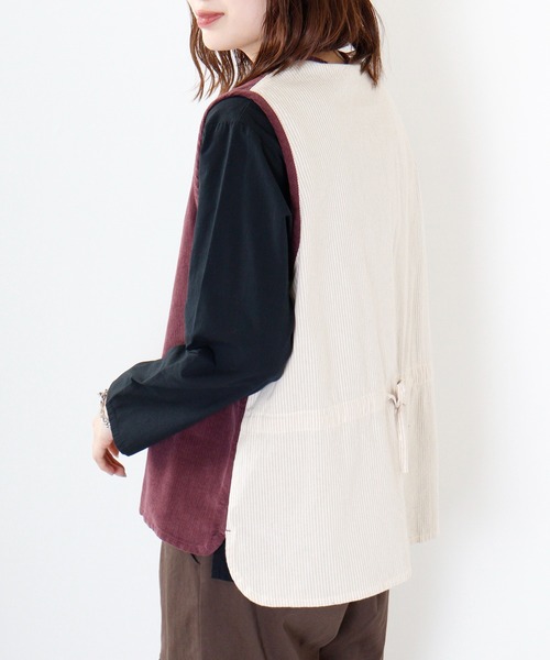 ベスト ジレ EMAGO ラッパ刺繍ベスト レディース Emago ベスト ジレ EMAGO ラッパ刺繍ベスト レディース