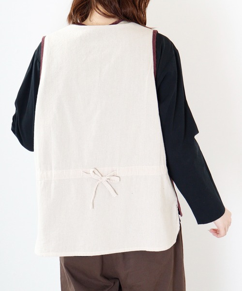 ベスト ジレ EMAGO ラッパ刺繍ベスト レディース Emago ベスト ジレ EMAGO ラッパ刺繍ベスト レディース