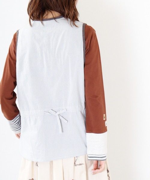 ベスト ジレ EMAGO ラッパ刺繍ベスト レディース Emago ベスト ジレ EMAGO ラッパ刺繍ベスト レディース