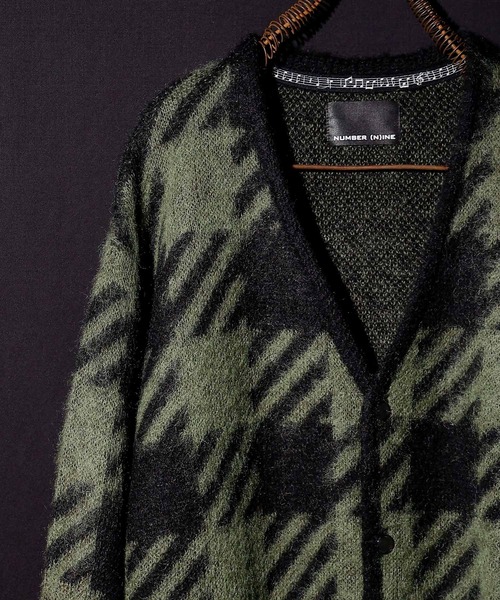 NUMBER (N)INE カーディガン BUFFALO CHECK MOHAIR KNIT