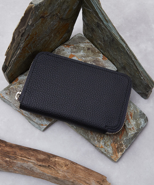 itti グレー レザー 二つ折り財布 本革コンパクト財布・ミニ財布｜L字ファスナー・二つ折り｜ITTI