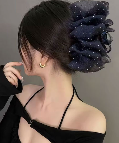 ALEXANDRE ストーン付きヘアクリップ Mayree ヘアクリップ 「float」シアー ラインストーン レース