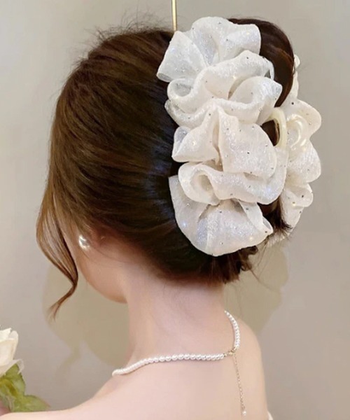 ALEXANDRE ストーン付きヘアクリップ Mayree ヘアクリップ 「float」シアー ラインストーン レース