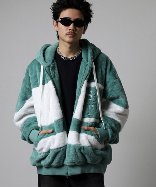 RE730 ブルゾン アウター Eco fur color blouson / エコファー配色
