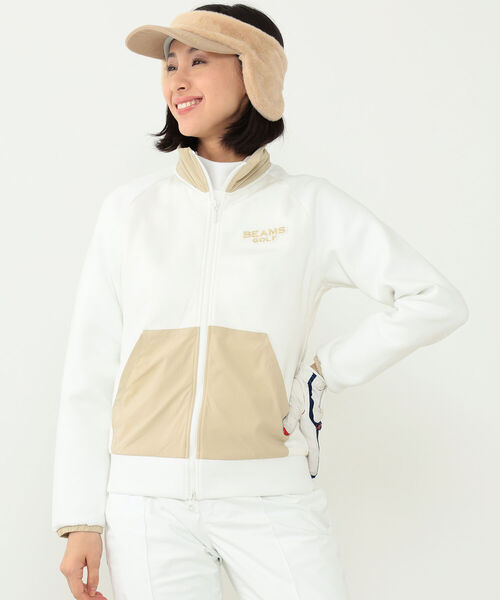BEAMS GOLF」 ジップアップブルゾン LARGE ホワイト レディース 