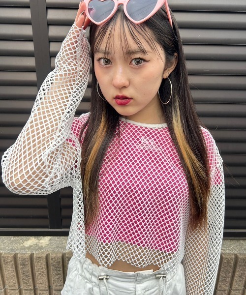 トップス 130 RandS/R tシャツ カットオフメッシュロンT キッズ 子供服 女の子