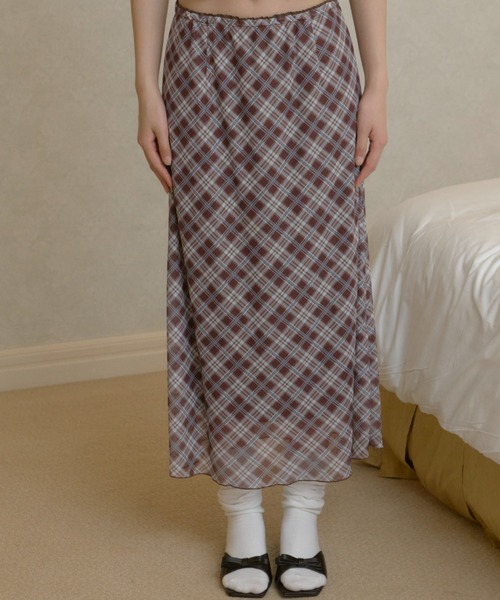 GIUNON スカート stretch check skirt / ストレッチチェック