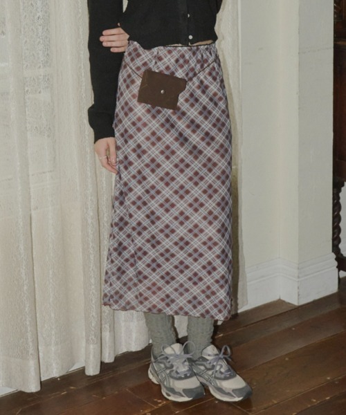 GIUNON スカート stretch check skirt / ストレッチチェック