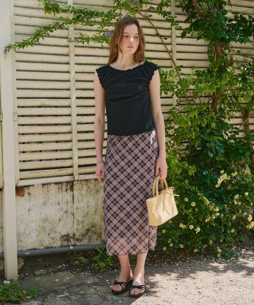 GIUNON スカート stretch check skirt / ストレッチチェック