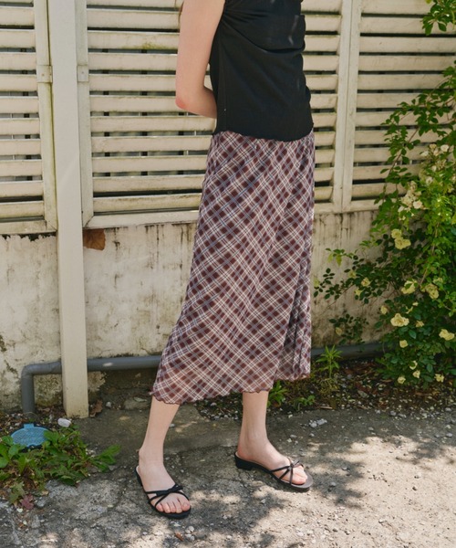 GIUNON チェックプリーツスカート ブラック GIUNON（ジウノン）の「check skirt / チェックスカート