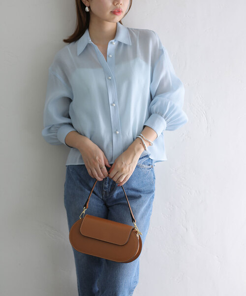 新品 人気完売 ラトータリテ 24aw 定価1.3万 シャツ ブラウス シアー La TOTALITE ブラウス シャツ 「追加」シアーパールシャツ