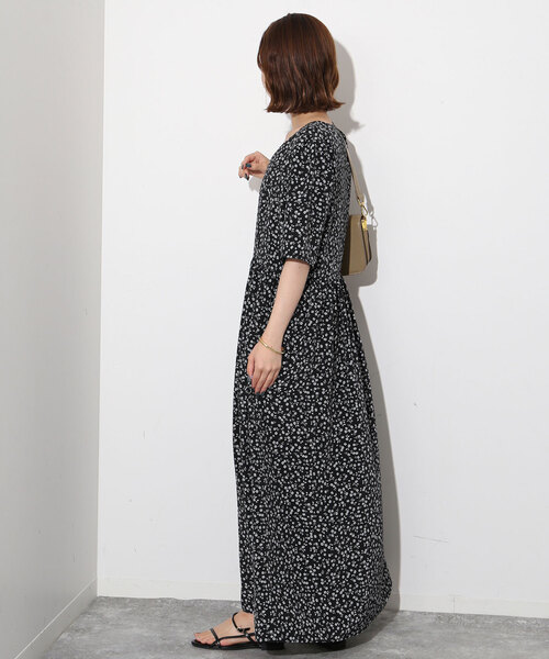 ワンピース フラワープリントフロントボタンワンピース レディース  