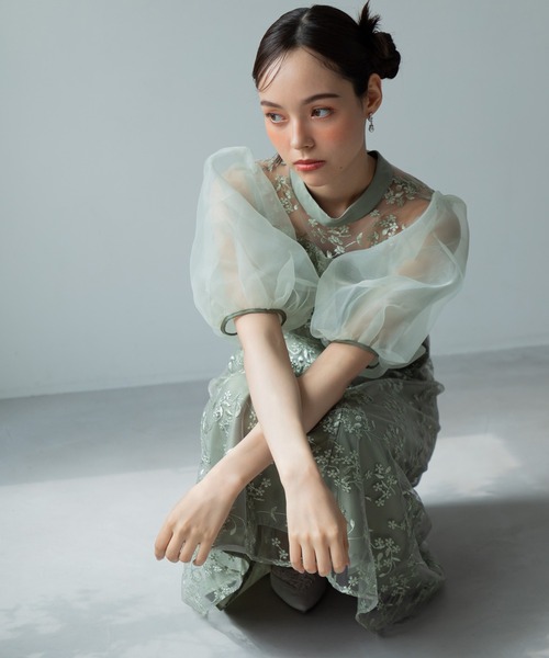 form forma ドレス 「小柄さんに人気」オーガンジーパフスリーブ