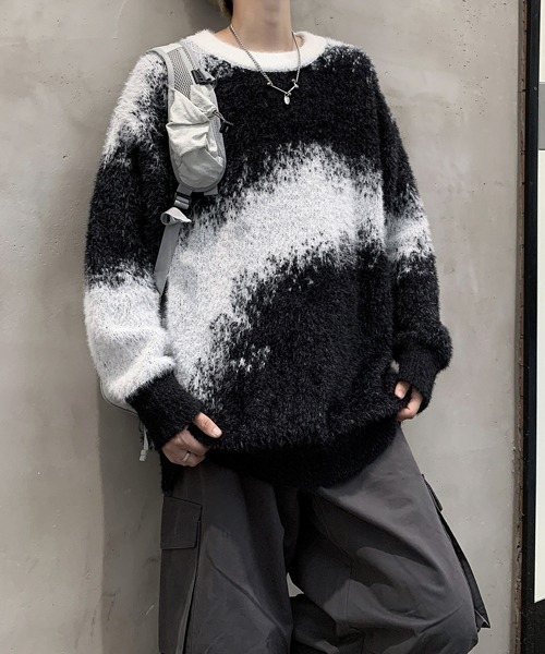 シャギークルーニット　FVLMEN セール】【FVLMEN】shaggy crew knit pullover/シャギー クルー