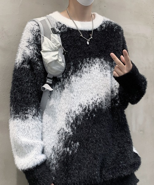 シャギークルーニット　FVLMEN セーター ニット 「FVLMEN」shaggy crew knit pullover/シャギー
