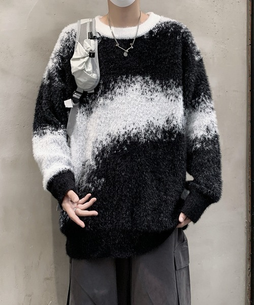 セーター ニット 「FVLMEN」gradation shaggy knit pullover
