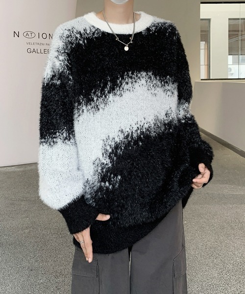 セーター ニット 「FVLMEN」gradation shaggy knit pullover