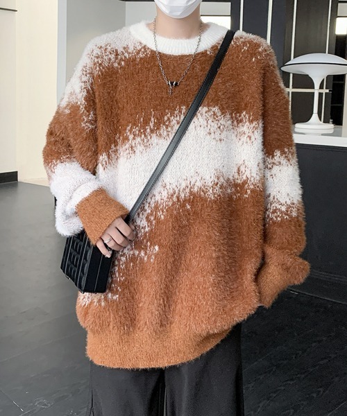 セーター ニット 「FVLMEN」gradation shaggy knit pullover