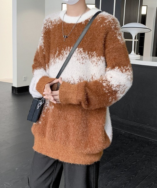 セーター ニット 「FVLMEN」gradation shaggy knit pullover