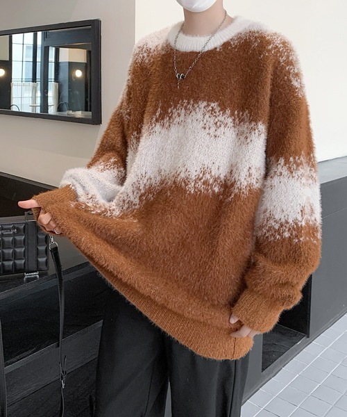 セーター ニット 「FVLMEN」gradation shaggy knit pullover