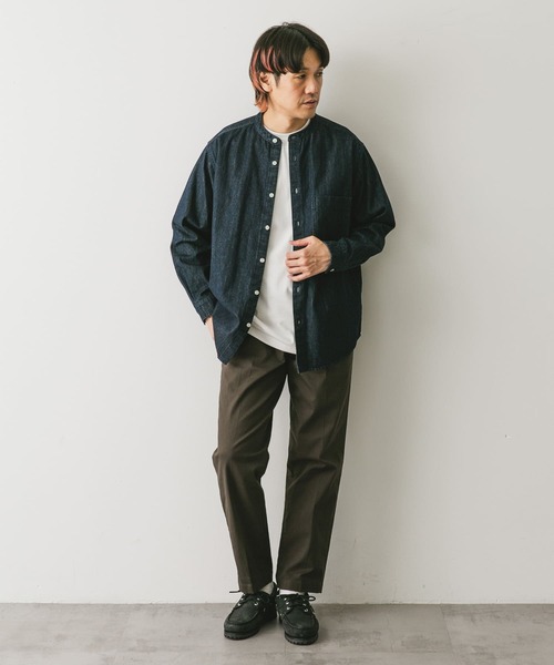 URBAN RESEARCH DOORS シャツ デニムバンドカラーシャツ メンズ