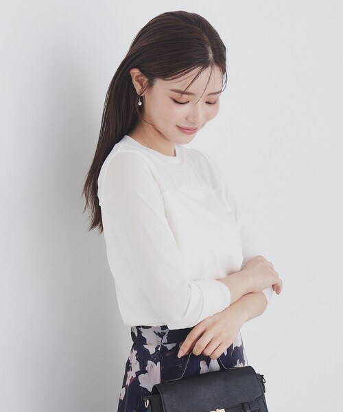 tシャツ 「ジャージ素材」インナードッキングシアーカットソー レディース UNTITLED tシャツ 「ジャージ素材」インナードッキングシアー