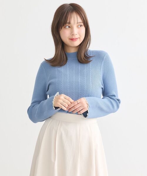 earth music&ecology ニット セーター ナローケーブルプルオーバー 