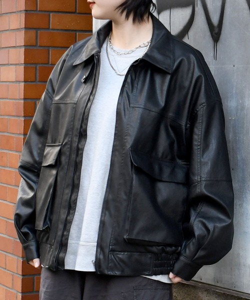 ジャケット・アウター vintage leather jacket archive y2k XL archive jacket black zip opium 00s y2k - メルカリ