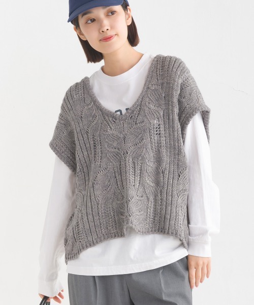 メゾンドドルチェ ウォッシュWニットベスト Ｖネック F グレー maison de dolce. ウォッシュWニットベスト グレー 新品未使用 【公式