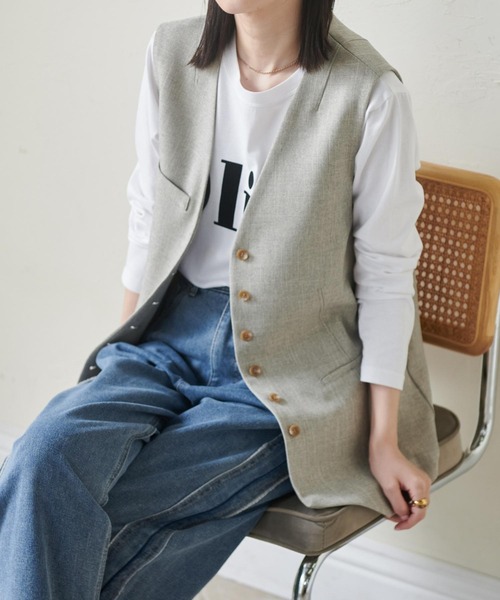 RANAN（ラナン） ベスト ジレ ボタンデザインオーバーサイズジレ
