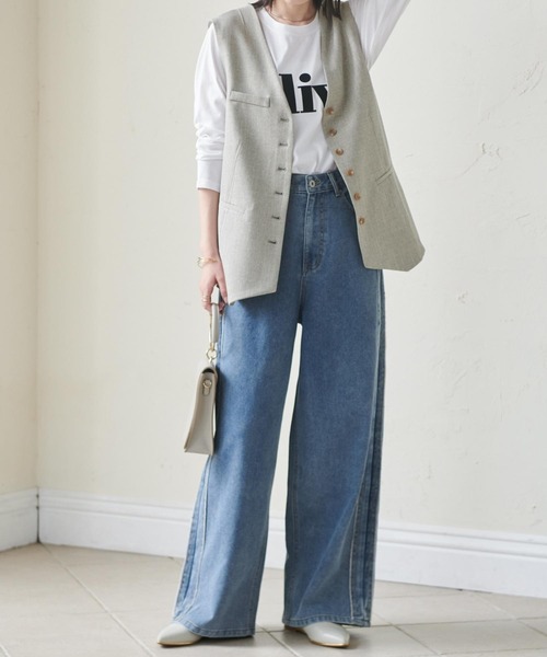 RANAN（ラナン） ベスト ジレ ボタンデザインオーバーサイズジレ