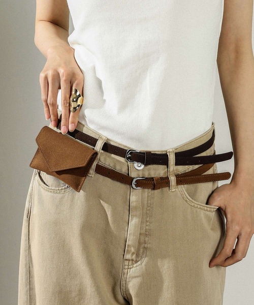 りんご様チーバッグ ch!iiibag ミニバッグ　ポーチ　スエード　ベルト付き GIUNON ショルダーバッグ バッグ 4way suede mini pouch