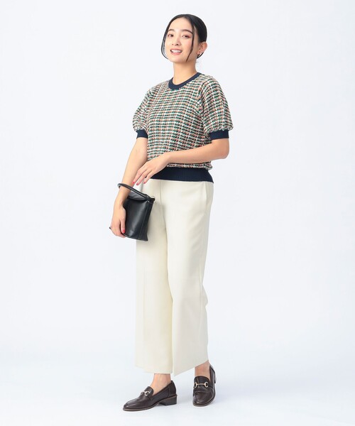 ニット セーター 2024AW/シアーチェックニット/洗える レディース BEAMS HEART ニット セーター カラフル チェック ニット（手洗い