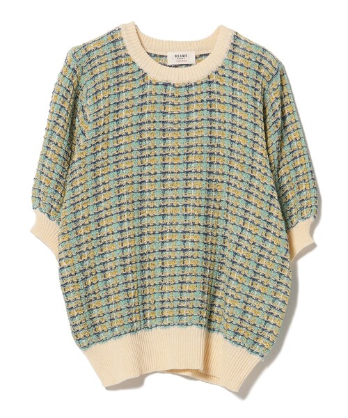 ロゴチェックニット BEAMS HEART ニット セーター カラフル チェック ニット（手洗い