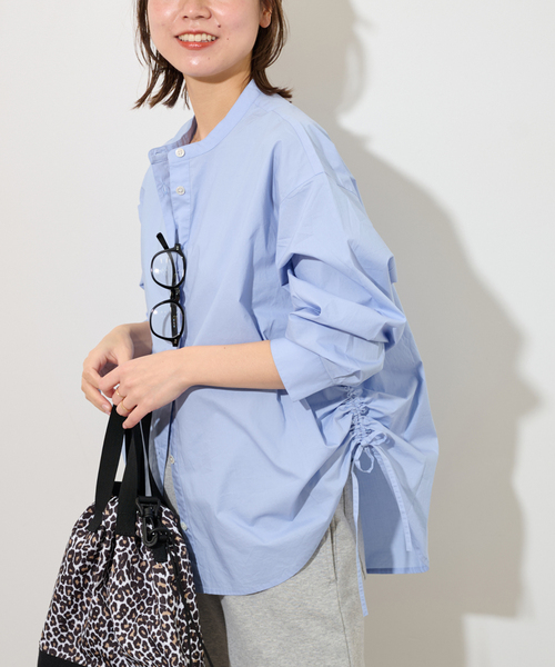 ブラウス シャツ サイドドロストパネルシャツ レディース STYLEMIXER ブラウス シャツ サイドドロストパネルシャツ