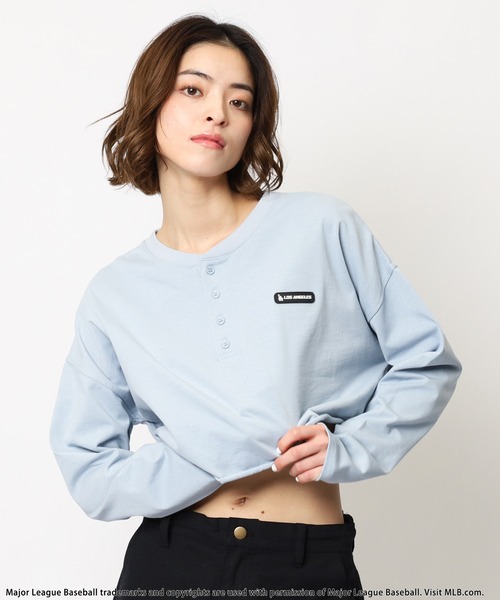 tシャツ 「MLB」シリコンワッペンクロップドトップス レディース