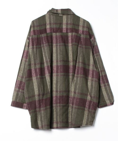 「SHISKY」 長袖ネルシャツ FREE グリーン系その他 メンズ_画像2