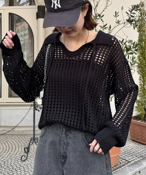 CIAOPANIC TYPY ニット セーター メッシュ襟付きスキッパー