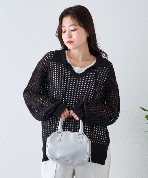 ほぼ未使用 美品 ヘルムートラング メッシュ 編み込み ニット セーター 変形 hellam ニット セーター ポコポコスラブショートニット