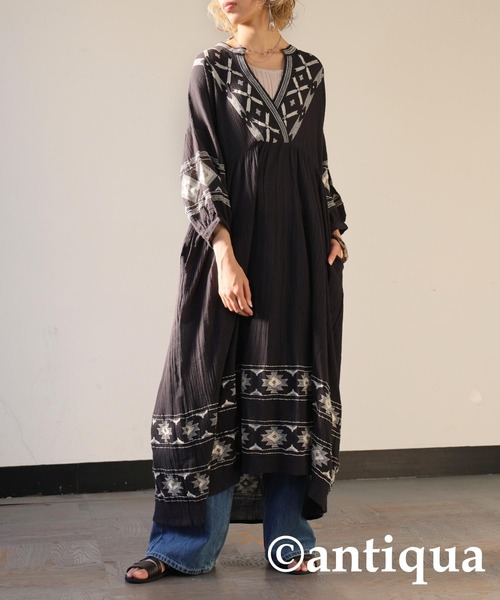 antiqua（アンティカ） ワンピース インド綿刺繍ワンピース : ZOZOTOWN