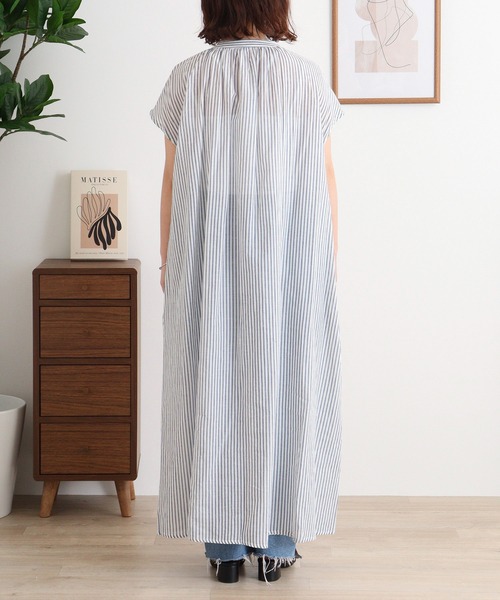 mitis（ミティス） ワンピース ストライプフレンチスリーブタック