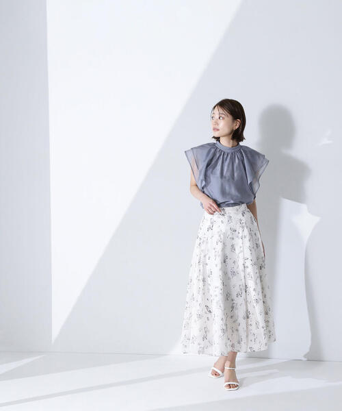 NATURAL BEAUTY BASIC フラワーシフォンフレアスカート NATURAL BEAUTY BASIC スカート フラワーシフォンフレアスカート