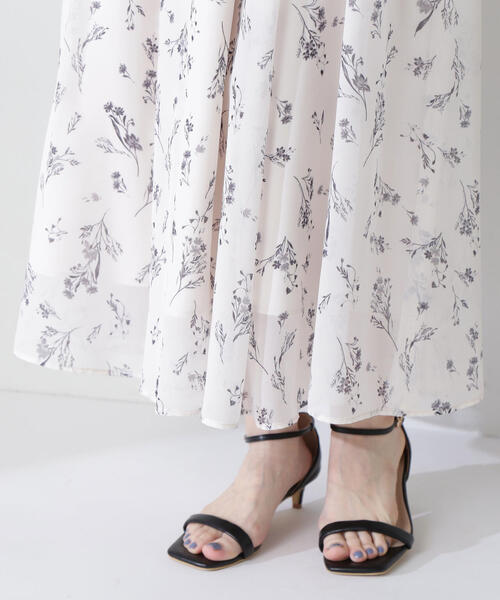 NATURAL BEAUTY BASIC スカート フラワーシフォンフレアスカート