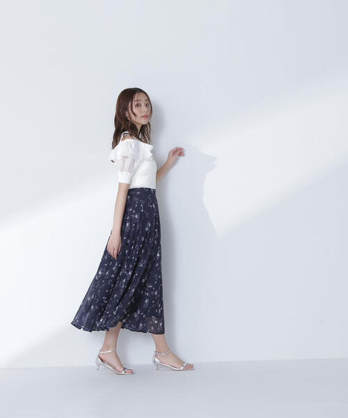 NATURAL BEAUTY BASIC フラワーシフォンフレアスカート NATURAL BEAUTY BASIC｜フラワーシフォンフレアスカート