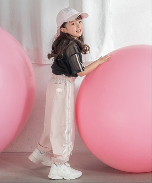mezzo piano パンツ リボンライン パラシュートパンツ キッズ 子供服